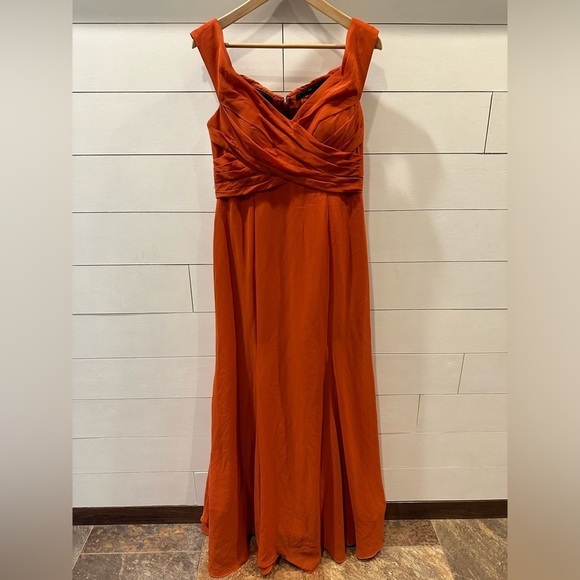 Azazie Off-Shoulder Rust Wedding Dress - Picture 2 of 8